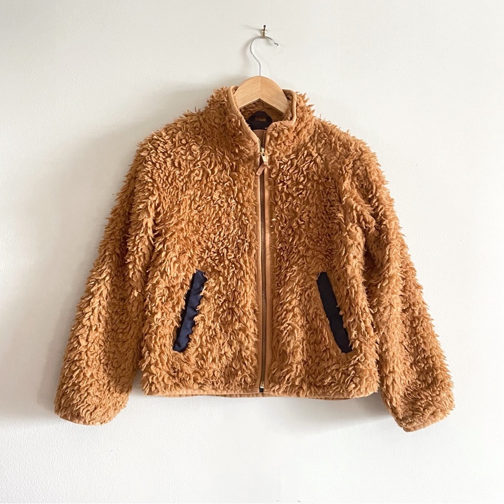 Crewcuts Teddy Bear Full Zip Fuzzy Fleece Brown Jacket, Kids 8